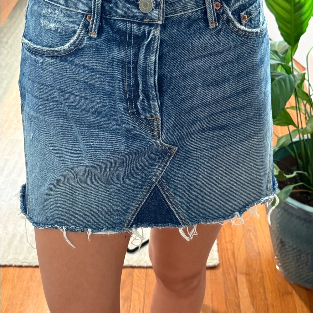 GRLFRND Blue Asymmetrical Mini Skirt for Night Out